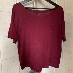 American Eagle flowy short-sleeve T-shirt, maroon